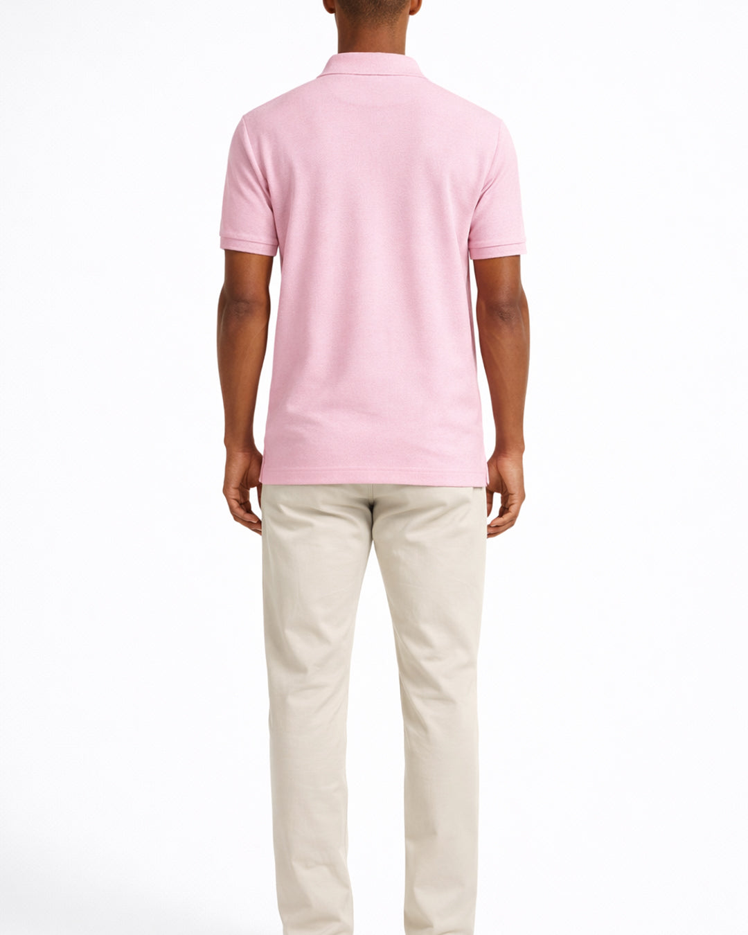 Premium carmal pink cotton polo t-shirt back view for men by outfitstreets