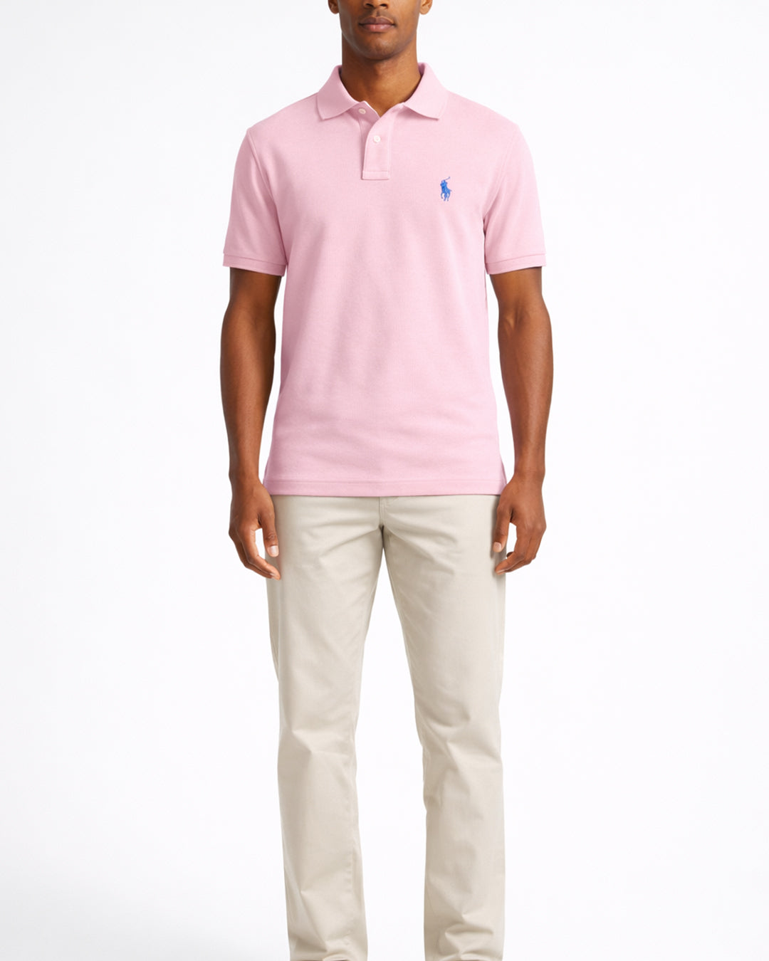 Premium carmal pink cotton polo t-shirt front view for men