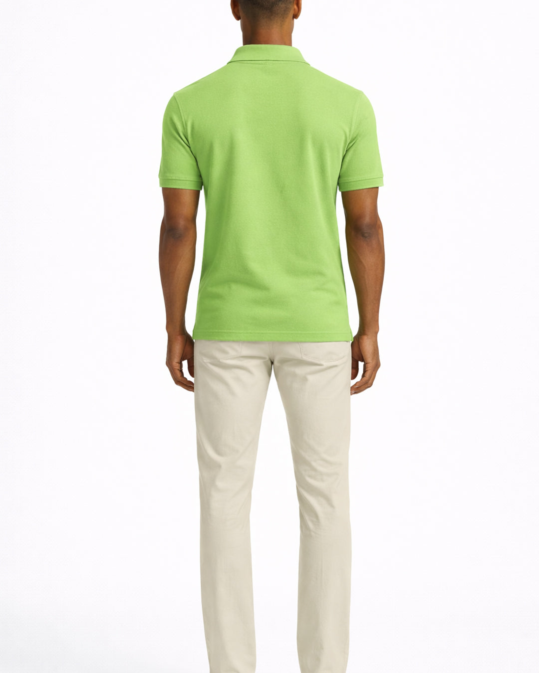 Premium lime cotton polo t-shirt back view for men by outfitstreets