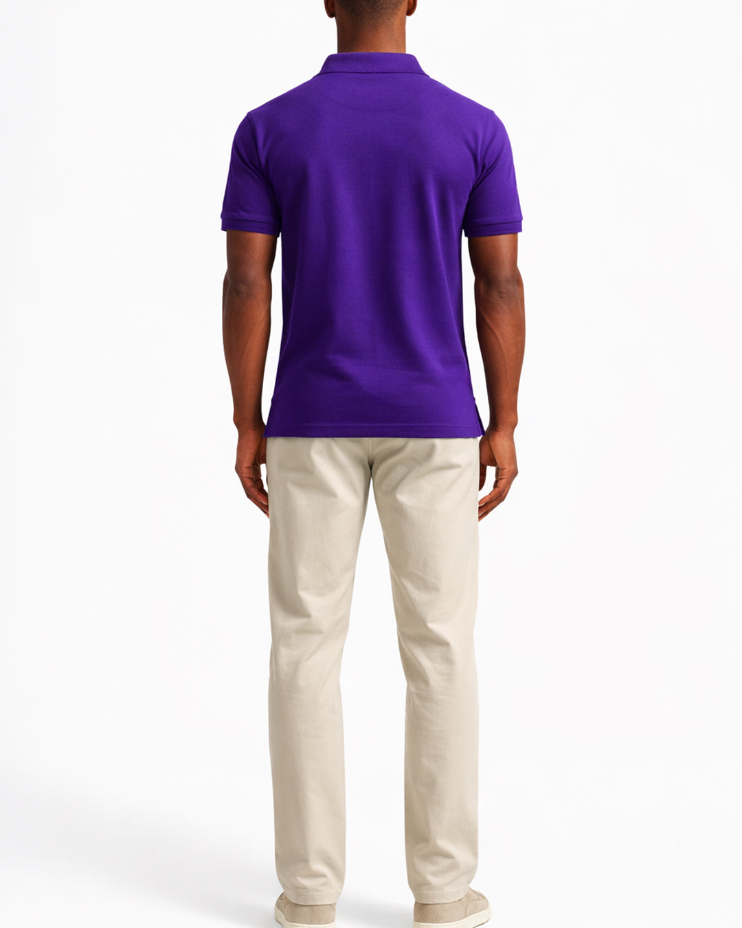 Premium chalet purple cotton polo t-shirt back view for men by outfitstreets