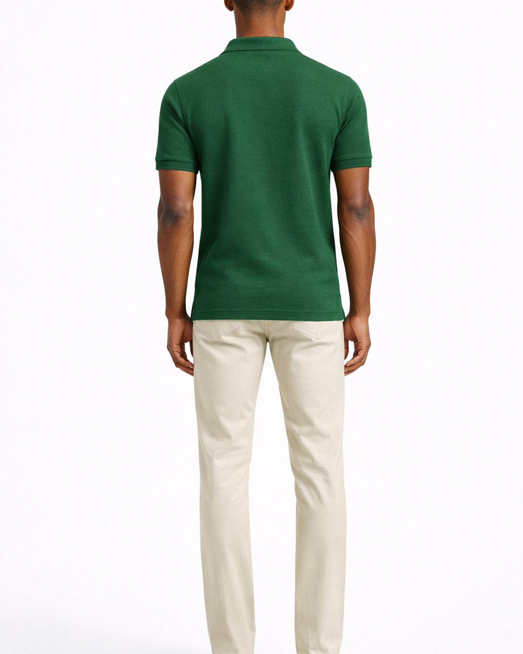 Premium gelly green cotton polo t-shirt back view for men by outfitstreets