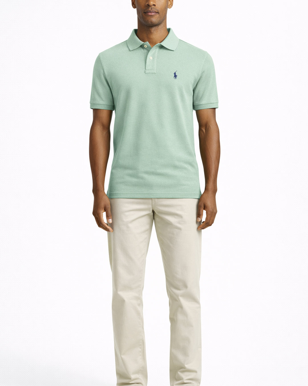 Premium faded mint cotton polo t-shirt front view for men by outfitstreets