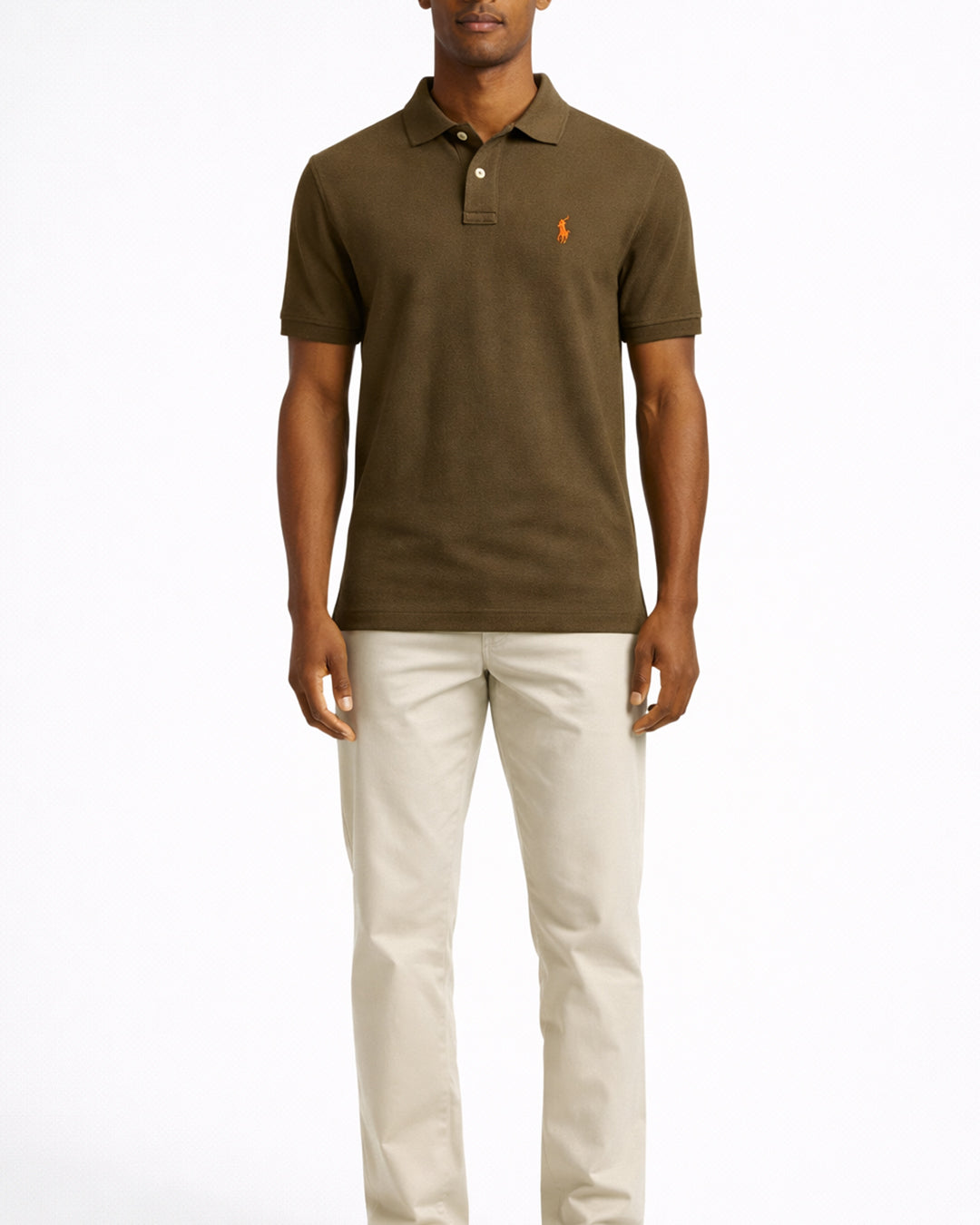 Premium brown cotton polo t-shirt front view for men